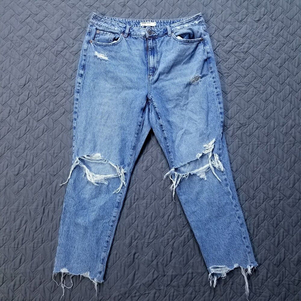 Garage Denim Jeans Womens 13 Blue Mom Distressed Medium Wash Denim